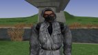 A member of the group the Crows in a leather jacket from S. T. A. L. K. E. R