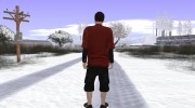 Skin GTA Online в красной футболке для GTA San Andreas миниатюра 5