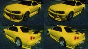 1999 Nissan Skyline GT-R (R34) для GTA San Andreas миниатюра 8