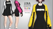 Jina - Strap sleeve Dress для Sims 4 миниатюра 1