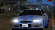 Nissan Skyline R-34 GT-R V-spec 1999 для GTA San Andreas миниатюра 2