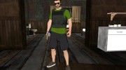 Скин из GTA V Online в зеленой футболке для GTA San Andreas миниатюра 1