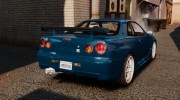 Nissan Skyline GT-R R34 Fast and Furious 4 для GTA 4 миниатюра 3