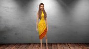Ruched Asymmetric Dress for Sims 4 miniature 2