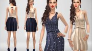 Spring Blue - Brown Dress для Sims 4 миниатюра 2