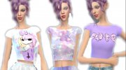 Pastel Gothic Crop Top for Sims 4 miniature 2