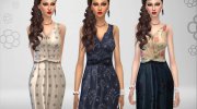 Spring Blue - Brown Dress para Sims 4 miniatura 3