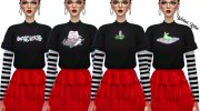Kara Layered Tee Shirts для Sims 4 миниатюра 3