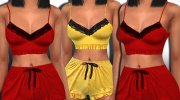 Female Sleeping Ruffle Short Outfits for Sims 4 miniature 1