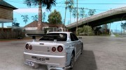 Nissan Skyline GT-R 34 для GTA San Andreas миниатюра 4