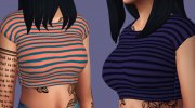 Striped Crop Tee for Sims 4 miniature 3