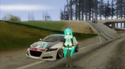 Honda CRZ Mugen - Miku Hatune Itasha for GTA San Andreas miniature 2