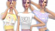 Pastel Gothic Crop Top for Sims 4 miniature 3
