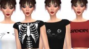 Cute Halloween Crop Tops for Sims 4 miniature 1