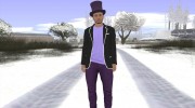 Skin GTA Online в фиолетовом цилиндре для GTA San Andreas миниатюра 2