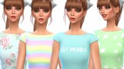 Pastel Gothic Crop Tops - Pack Five for Sims 4 miniature 1
