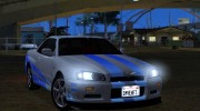 Nissan Skyline R-34 GT-R V-spec 1999 for GTA San Andreas miniature 1