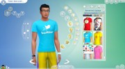 Футболки Social Media Male T-Shirt para Sims 4 miniatura 4
