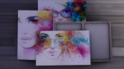 Watercolour Portraits Canvases for Sims 4 miniature 3