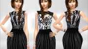 Black and White Dress para Sims 4 miniatura 3