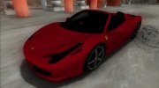 Ferrari 458 Spider FBI для GTA San Andreas миниатюра 3