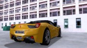 Ferrari 458 Italia для GTA San Andreas миниатюра 3