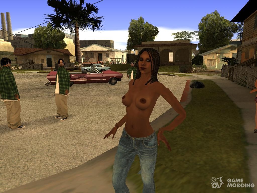 Смуглая девушка без топа для GTA San Andreas.