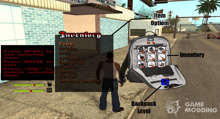 Needs And Inventory Mod (Backpack)