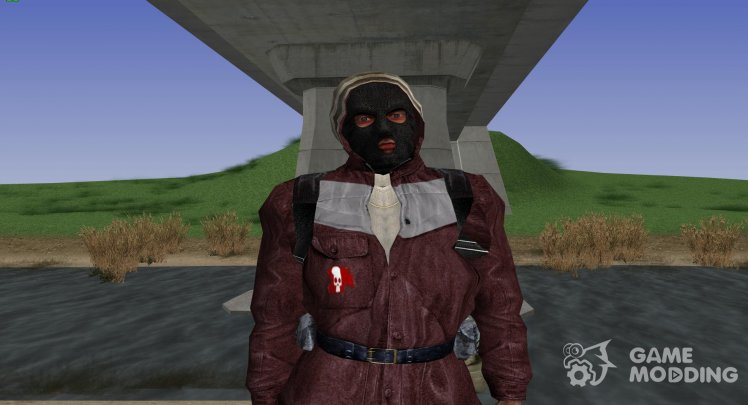 A member of the group Punitive in a leather jacket from S. T. A. L. K. E. R V. 1