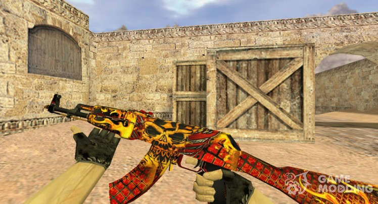 Download AK-47 Red line with stickers for CS 1.6