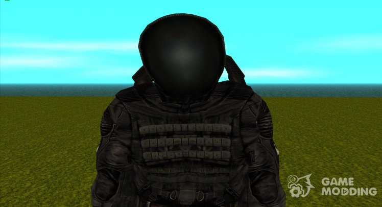 A member of the Black Angel group in a scientific jumpsuit from S.T.A.L.K.E.R