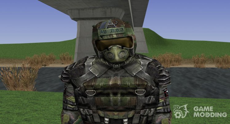 A member of the group Apocalypse in the bomb suit SKAT-9M of S. T. A. L. K. E. R. v.2