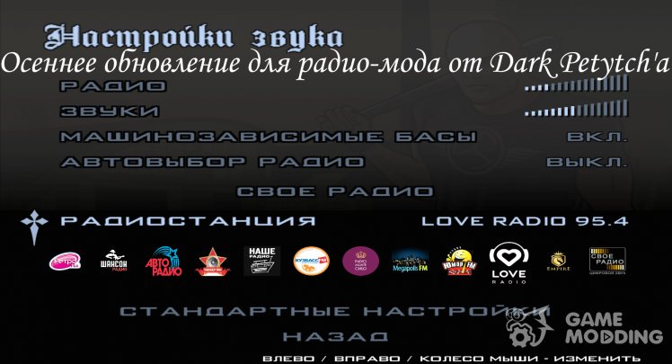 The latest update for the radio mod from Dark Petytch