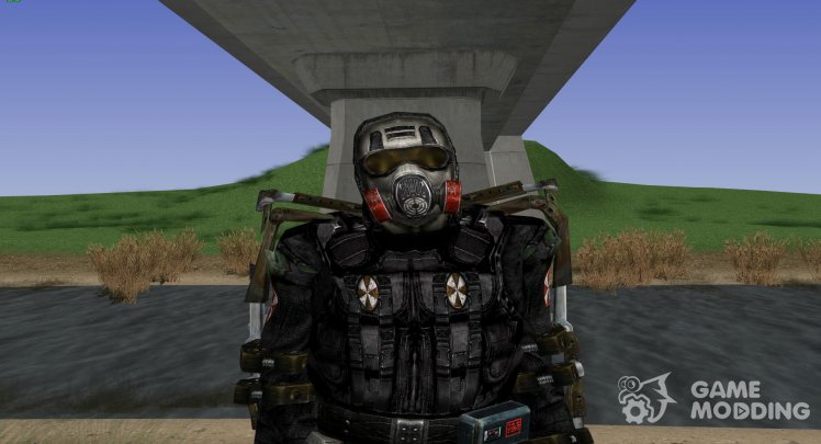 A member of the umbrella Corporation in a lightweight exoskeleton of S. T. A. L. K. E. R