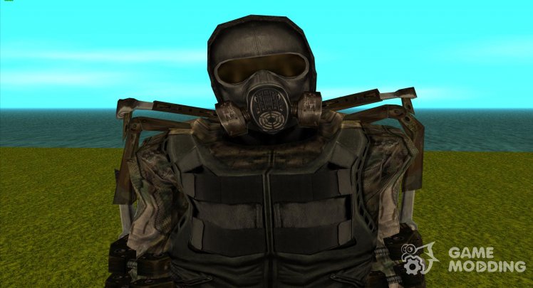 A member of the Pilgrims group in a lightweight exoskeleton from S.T.A.L.K.E.R
