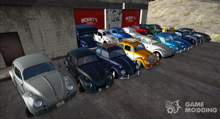 Pack of Volkswagen Beetle cars of the 1960s