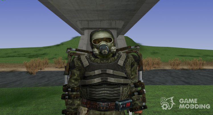 Member of the group the Dead in a lightweight exoskeleton of S. T. A. L. K. E. R