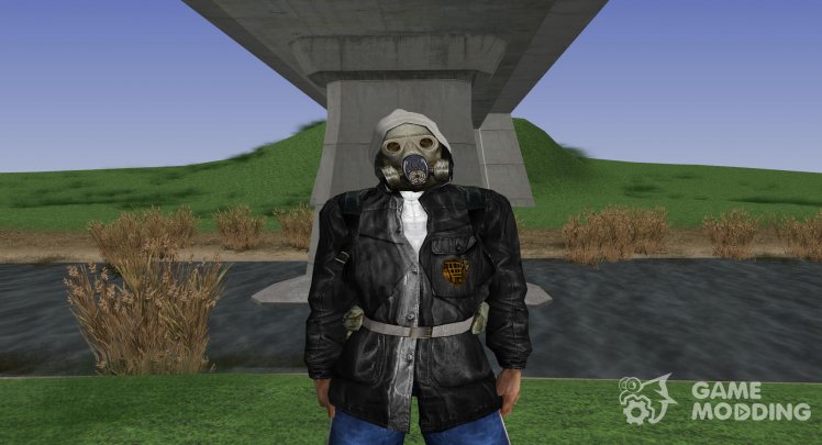 A member of the group Smugglers in a leather jacket from S. T. A. L. K. E. R V. 2