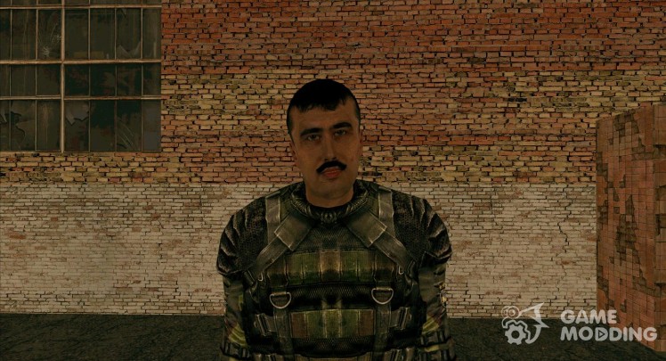 Lieutenant Colonel Shulga in the bomb suit Bulat with a mustache from S. T. A. L. K. E. R.