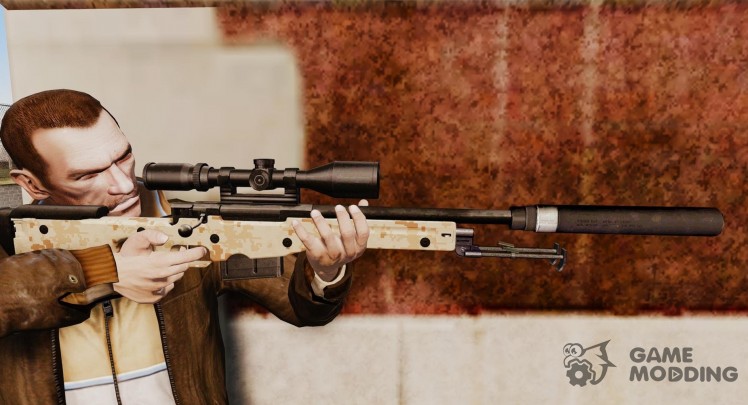 AW L115A1 sniper rifle with a silencer v9