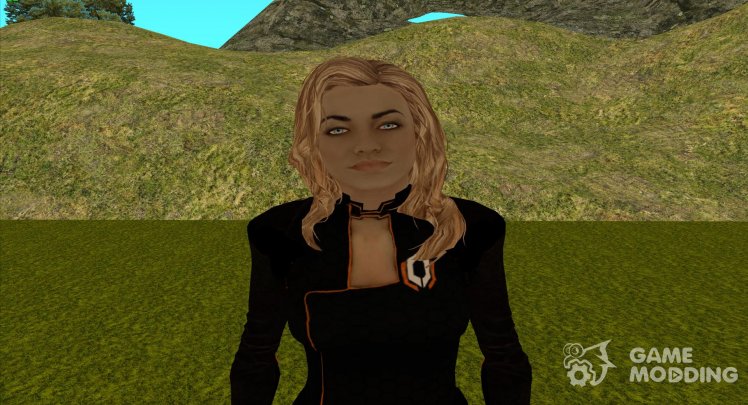 Миранда Лоусон блондинка в черном комбинезоне из Mass Effect