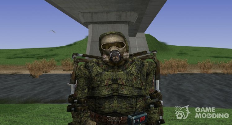 A member of a group of Liquidators in a lightweight exoskeleton of S. T. A. L. K. E. R