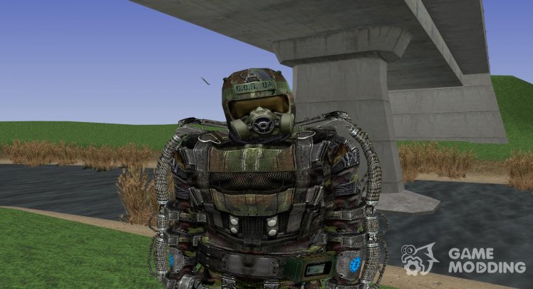 A member of the group Enclave in a modernized exoskeleton of S. T. A. L. K. E. R