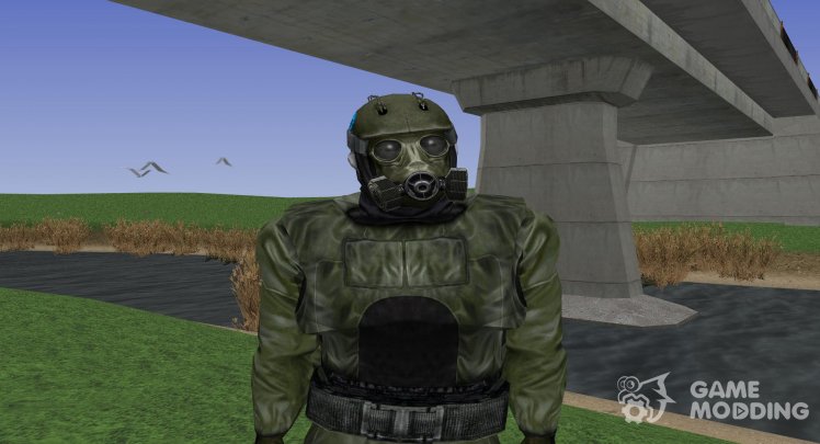 A member of the group Enclave in a scientific suit of S. T. A. L. K. E. R.