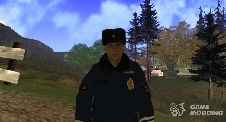 El oficial de la polica de trfico en invierno uniforme v.1