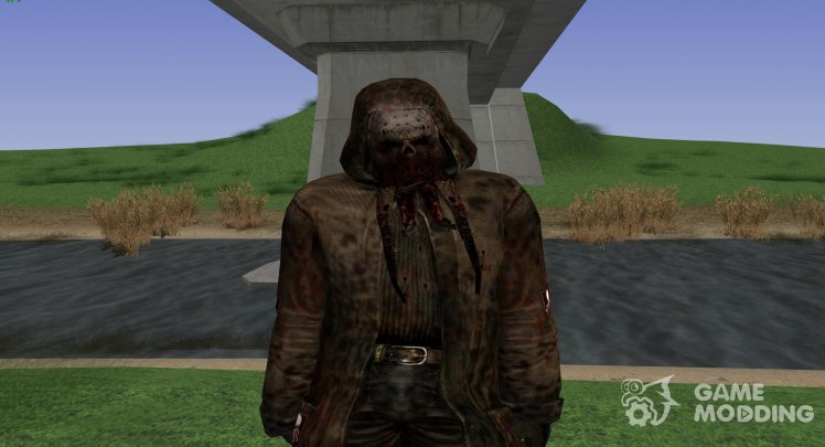 A member of the group Dark stalkers with the head of a bloodsucker from S. T. A. L. K. E. R V. 1