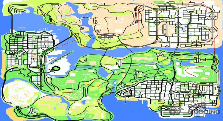 Map in the style of GTA III v1 for GTA San Andreas