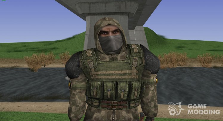 A member of the group Cleaners in the body armor CHN-1 of S. T. A. L. K. E. R V. 1