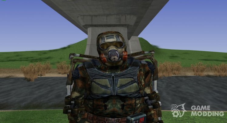 A member of the group Death Squad in a lightweight exoskeleton of S. T. A. L. K. E. R