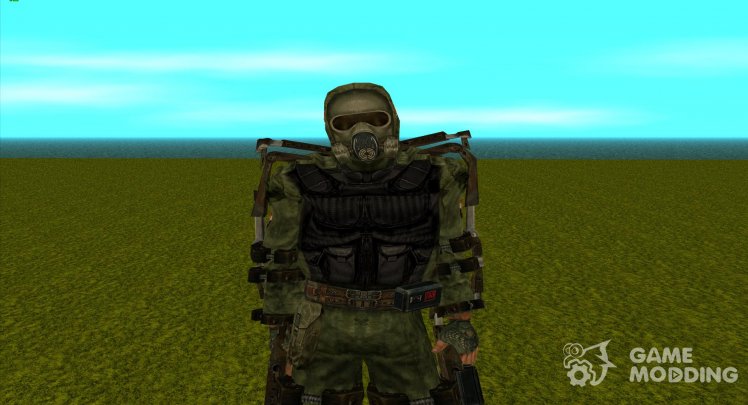 A member of the group Partisans in a lightweight exoskeleton from S.T.A.L.K.E.R